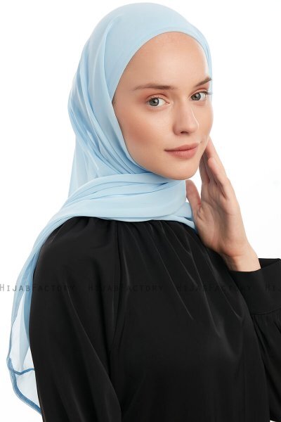 Sahar - Ljusblå One Piece Chiffon Hijab