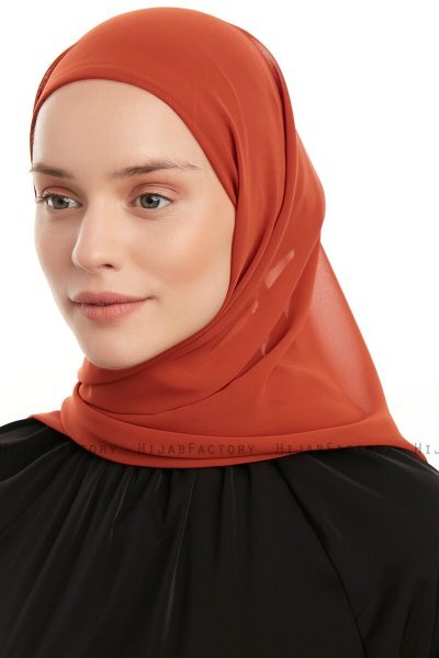 Sahar - Brick Red One Piece Chiffon Hijab