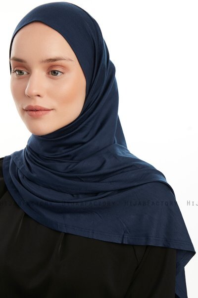 Vesile - Navy Blue One-Piece Hijab