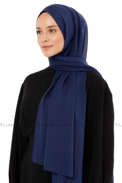 Esra - Navy Blue Chiffon Hijab