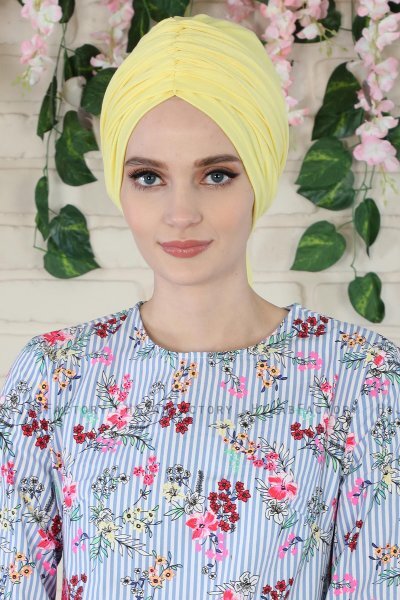 Amy - Yellow Cotton Turban - Ayse Turban