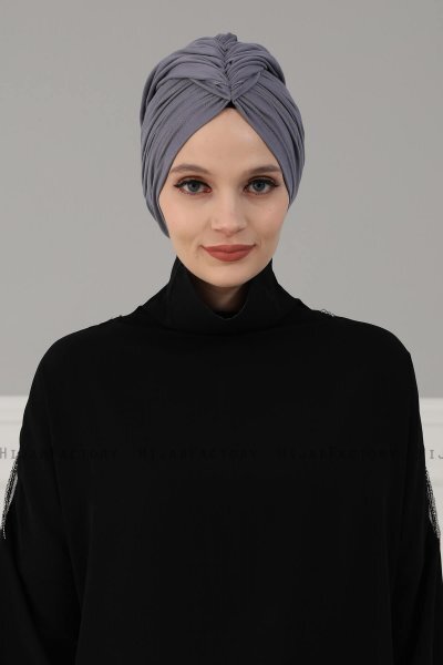 Amy - Grey Cotton Turban - Ayse Turban