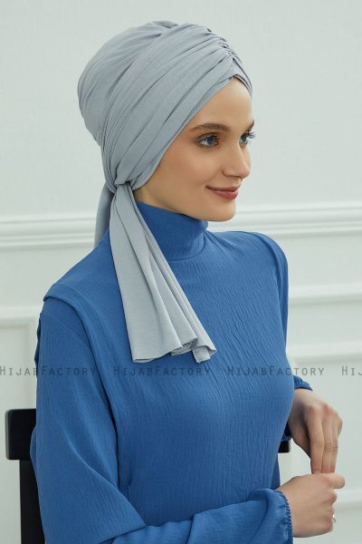 Amy - Light Grey Cotton Turban