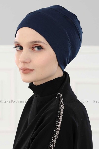 Stella - Navy Blue Cotton Turban
