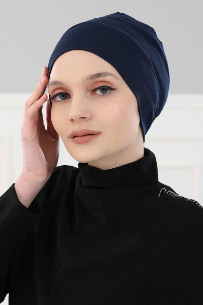 Stella - Navy Blue Cotton Turban