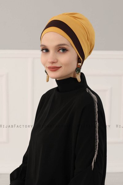 Elsa - Mustard & Brown Cotton Turban