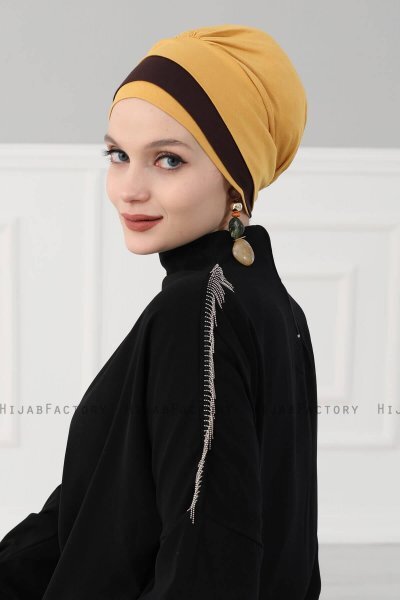 Elsa - Mustard & Brown Cotton Turban