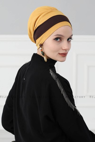 Elsa - Mustard & Brown Cotton Turban