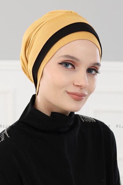 Elsa - Mustard & Black Cotton Turban