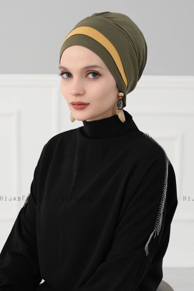 Elsa - Khaki & Mustard Cotton Turban