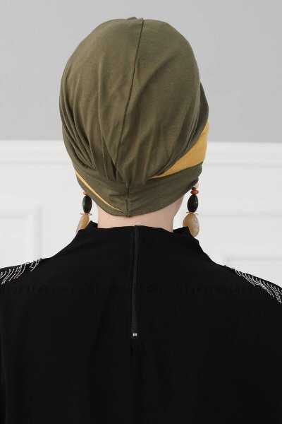 Elsa - Khaki & Mustard Cotton Turban