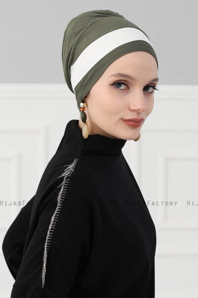 Elsa - Khaki & Creme Cotton Turban