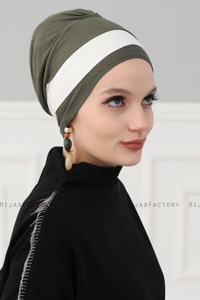 Elsa - Khaki & Creme Cotton Turban