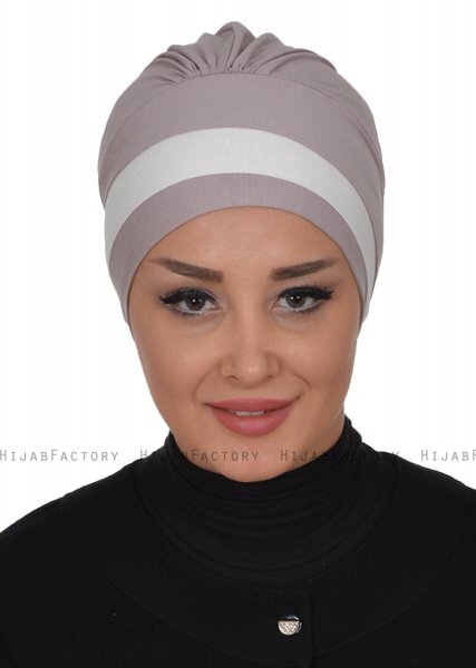 Elsa - Taupe & Creme Cotton Turban