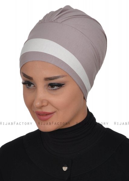 Elsa - Taupe & Creme Cotton Turban
