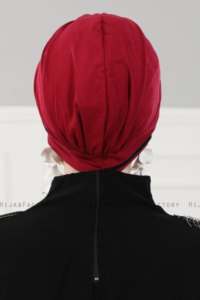 Elsa - Bordeaux & Black Cotton Turban