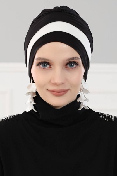 Elsa - Black & Creme Cotton Turban