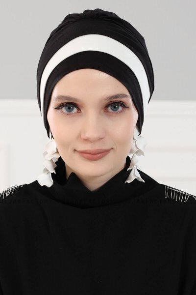 Elsa - Black & Creme Cotton Turban
