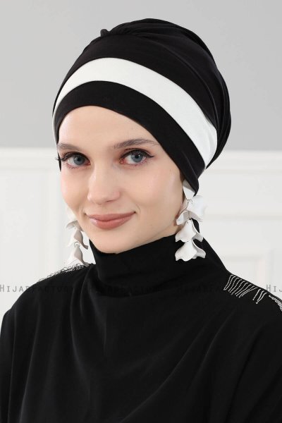 Elsa - Black & Creme Cotton Turban
