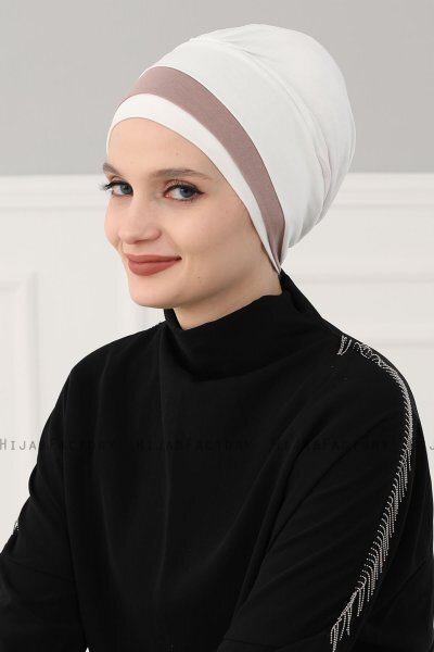 Elsa - Creme & Taupe Cotton Turban