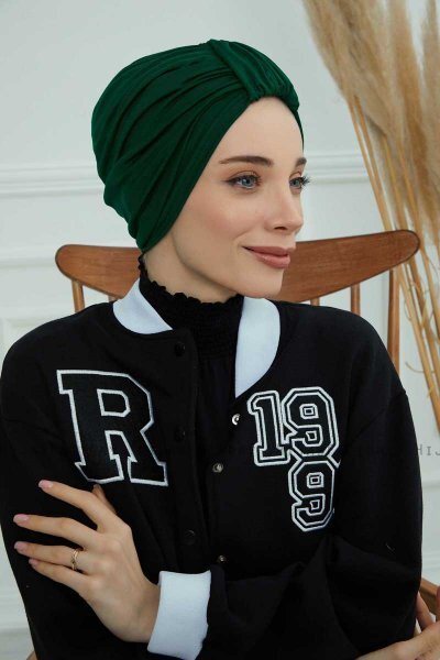 Laura - Dark Green Cotton Turban