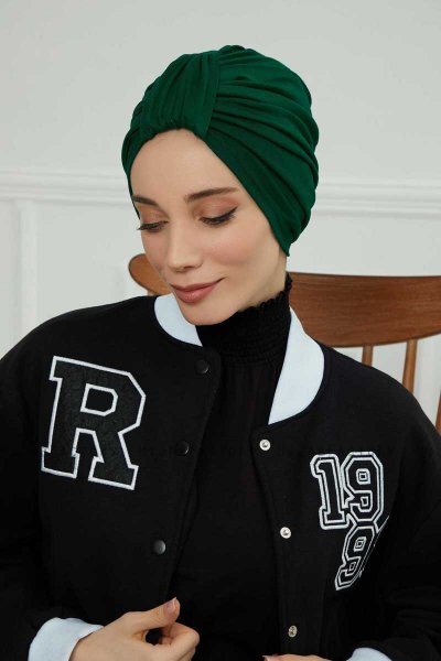 Laura - Dark Green Cotton Turban