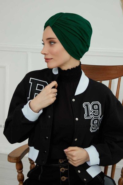 Laura - Dark Green Cotton Turban