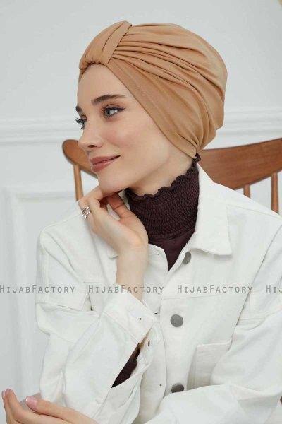 Laura - Light Brown Cotton Turban