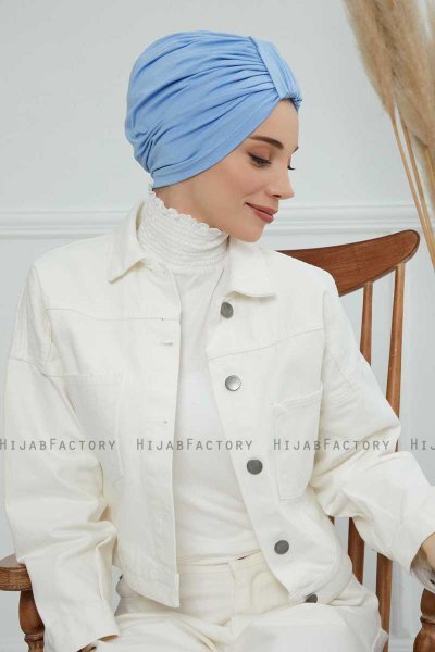 Laura - Sky Blue Cotton Turban