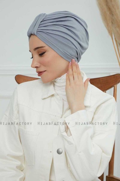 Laura - Light Grey Cotton Turban