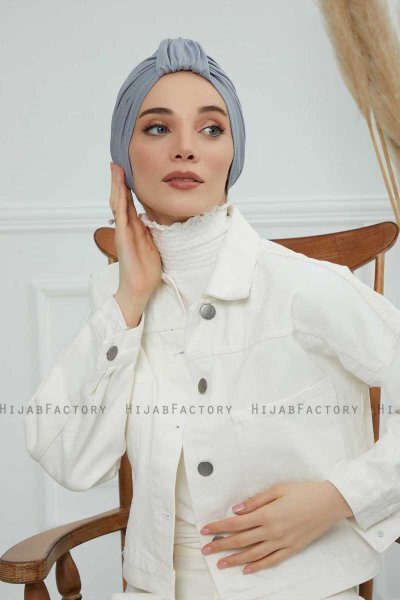 Laura - Light Grey Cotton Turban