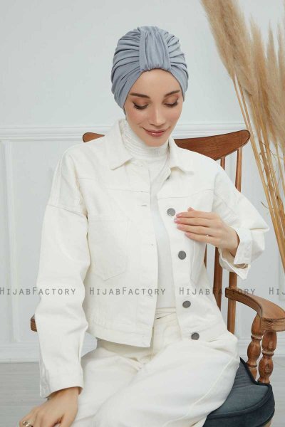 Laura - Light Grey Cotton Turban