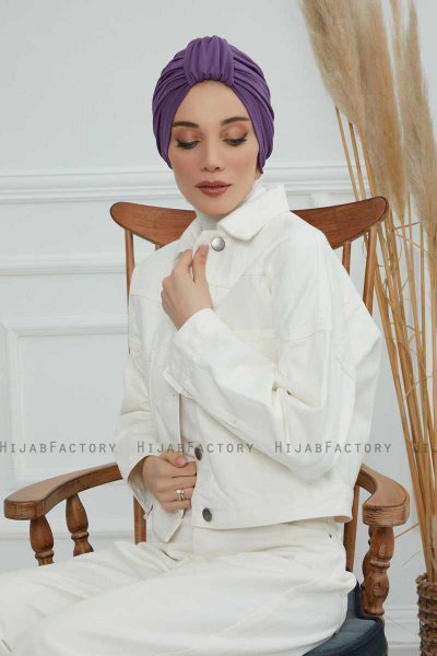 Laura - Violet Cotton Turban
