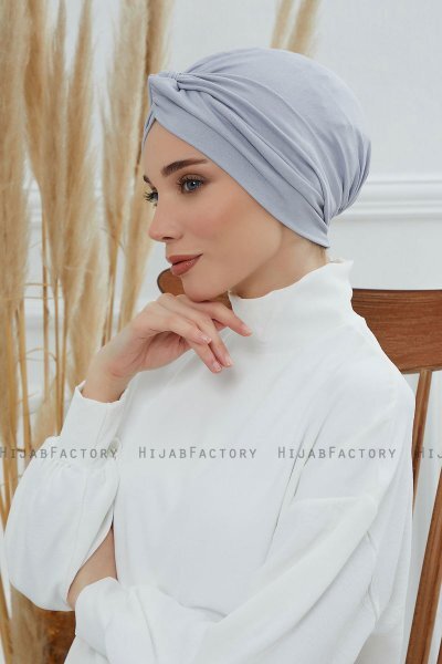 Astrid - Light Grey Cotton Turban