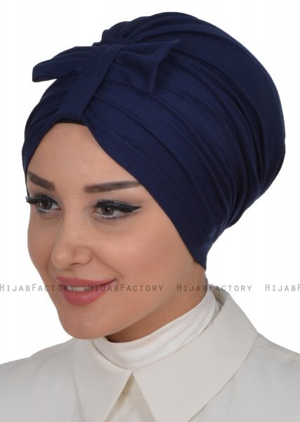 Agnes - Navy Blue Cotton Turban - Ayse Turban