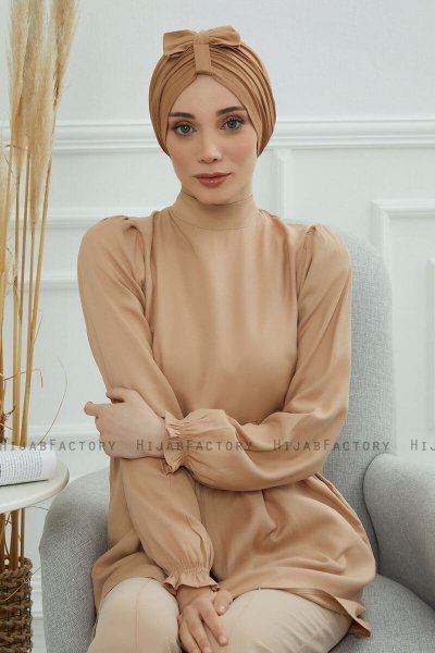 Agnes - Light Brown Cotton Turban