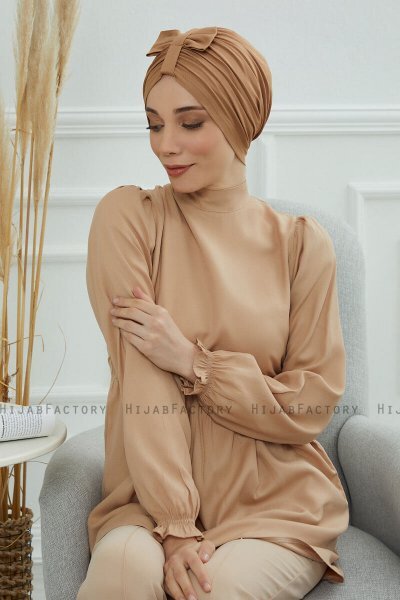 Agnes - Light Brown Cotton Turban