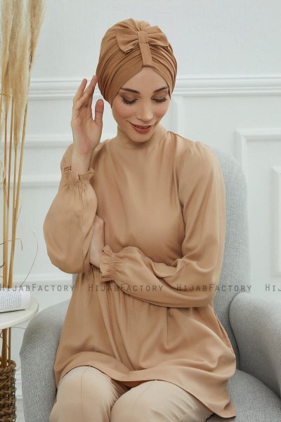 Agnes - Light Brown Cotton Turban
