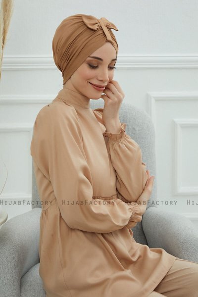 Agnes - Light Brown Cotton Turban