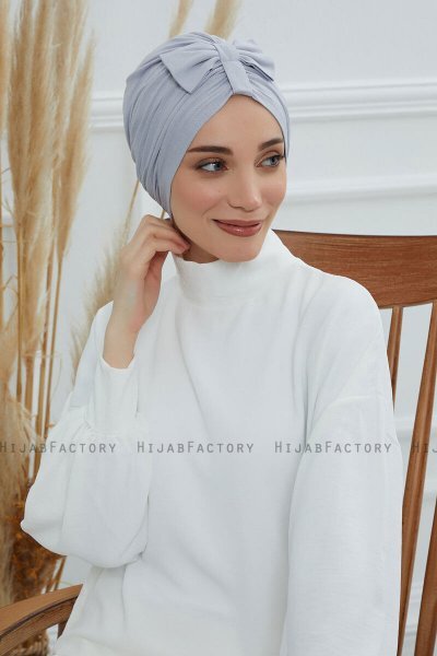 Agnes - Light Grey Cotton Turban