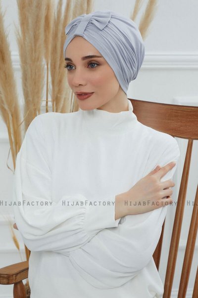 Agnes - Light Grey Cotton Turban