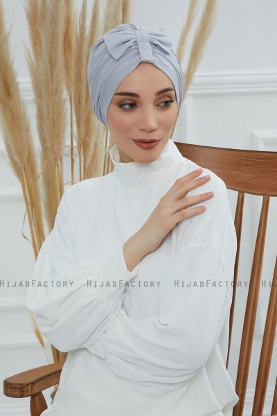 Agnes - Light Grey Cotton Turban