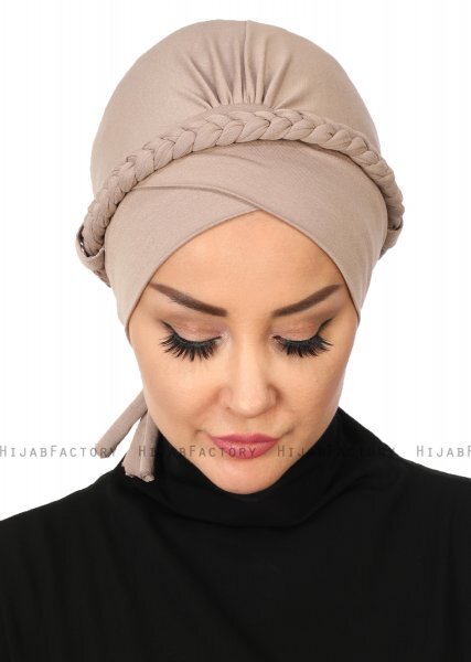 Olivia - Taupe Cotton Turban - Ayse Turban