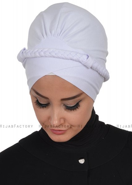 Olivia - White Cotton Turban - Ayse Turban