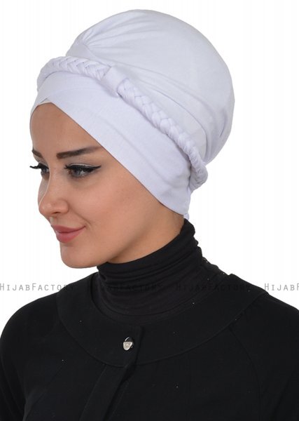 Olivia - White Cotton Turban - Ayse Turban