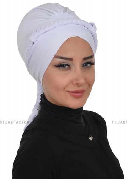 Olivia - White Cotton Turban - Ayse Turban