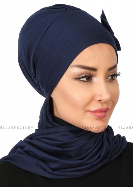 Bianca - Navy Blue Cotton Turban