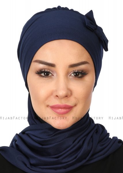 Bianca - Navy Blue Cotton Turban