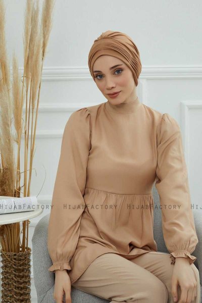 Linda - Light Brown Cotton Turban