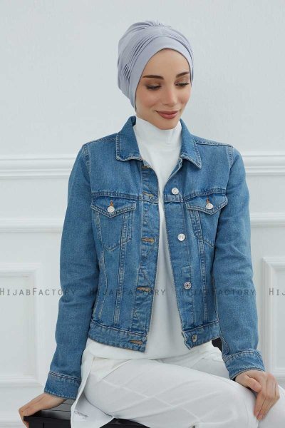 Linda - Light Grey Cotton Turban